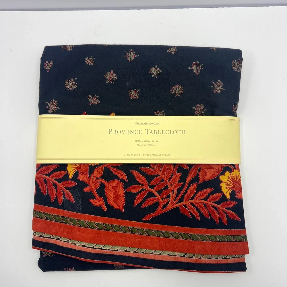 Williams Sonoma Provence Fall Tablecloth 70 Round Cotton Floral French Country